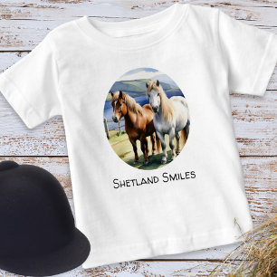 Shetlandpony-Aquarell Süße Pferde Bild Baby T-shirt