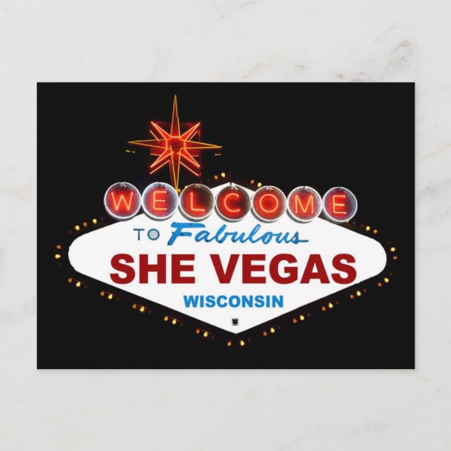 SheVegas Wisconsin Postkarte (Vorderseite)