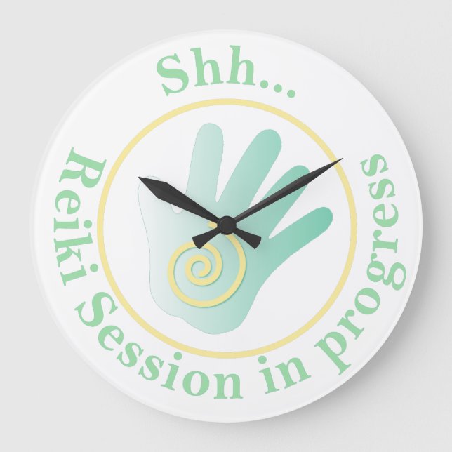 Shh… Behandlung laufend Große Wanduhr (Vorderseite)