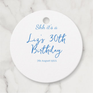 shh its a 30th birthday name date blue simple mini geschenkanhänger