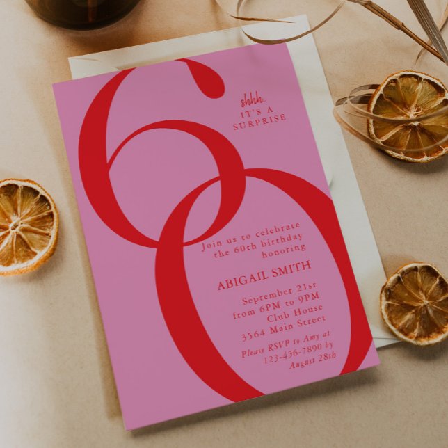 Shh It's a Surprise 60th Birthday Party Einladung (Von Creator hochgeladen)