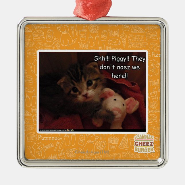 Shh!!! Piggy!! Silbernes Ornament (Vorne)