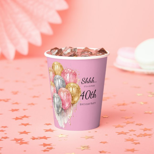 Shh Surprise Birthday Party Pappbecher (Insitu)