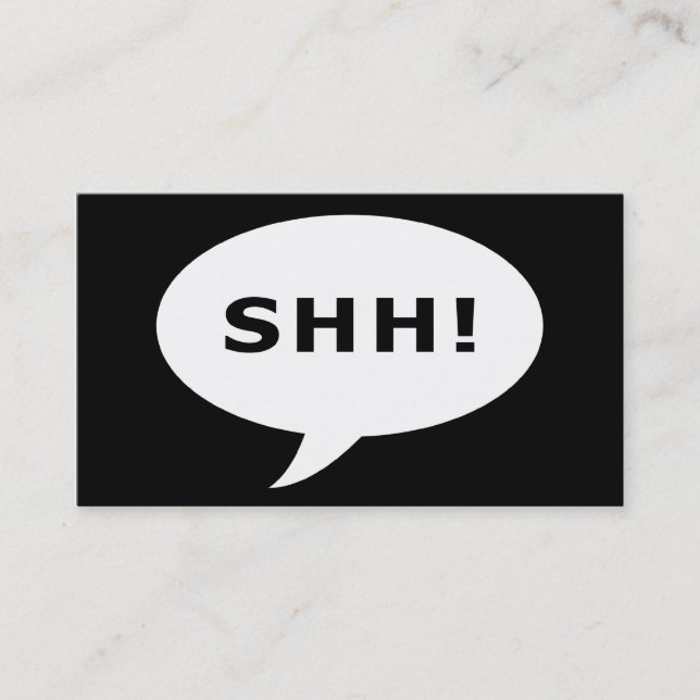shh! Überraschungs-Party-Comicblase Visitenkarte (Vorderseite)