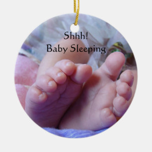 Shhh Baby-Schlafenhängende Verzierungs-Baby-Füß Keramik Ornament