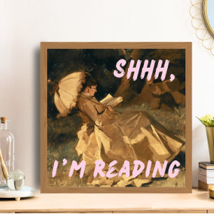 Shhh Im Reading Wall Art Dorm Zimmerdekor Retro Poster