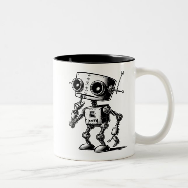 Shhh Robot - Shhh.. Ich arbeite. Zweifarbige Tasse (Rechts)