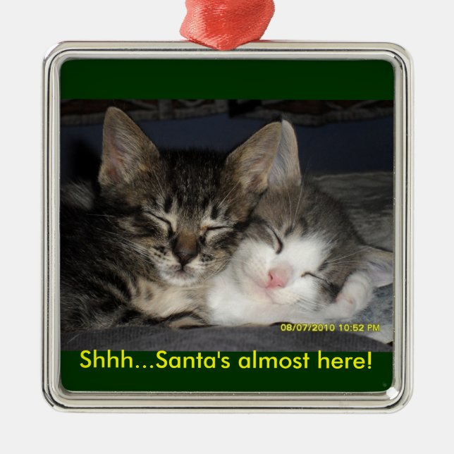 Shhh… Sankt fast hier! Silbernes Ornament (Vorne)