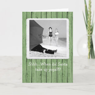 Shhh.. Santa Doing Yoga Weihnachtsgrüßkarte Dankeskarte