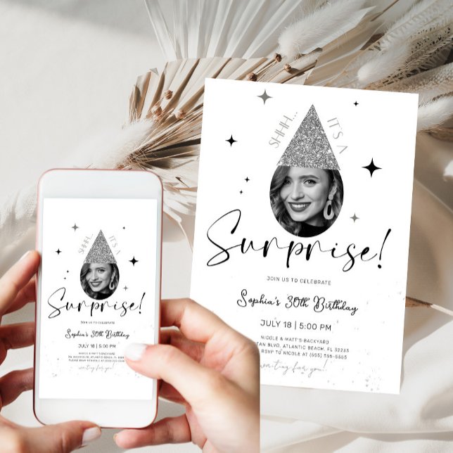 Shhh Überraschung Geburtstagseinladung mit Foto Einladung (Von Creator hochgeladen)