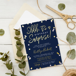Shhh... Überraschung Geburtstagsparty Confetti & R Folieneinladung
