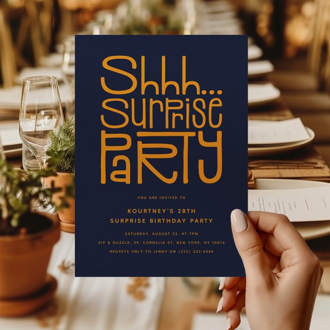 Shhh Überraschung Party Moderne Geburtstag Einladung (Von Creator hochgeladen)