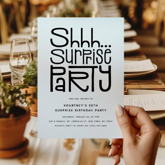 Shhh Überraschung Party Moderne Geburtstag Einladung