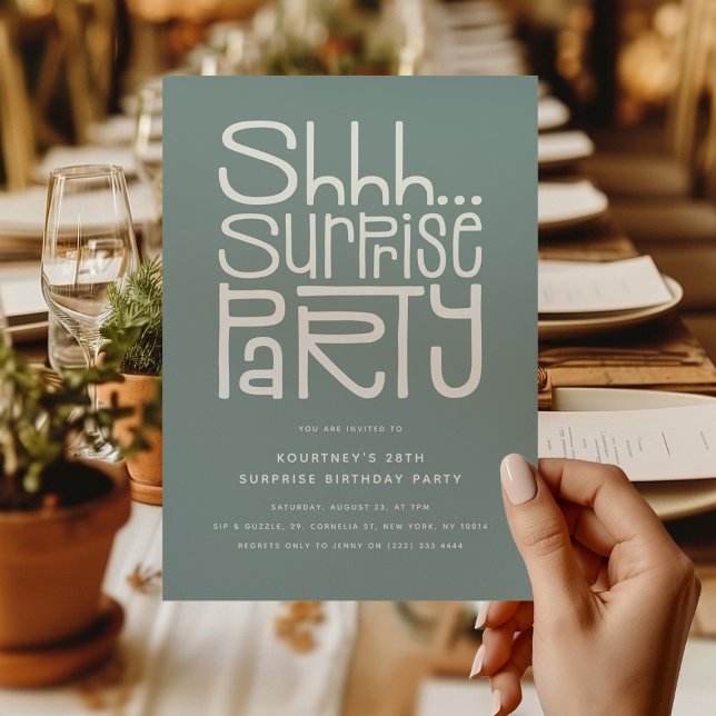 Shhh Überraschung Party Moderne Geburtstag Einladung (Von Creator hochgeladen)