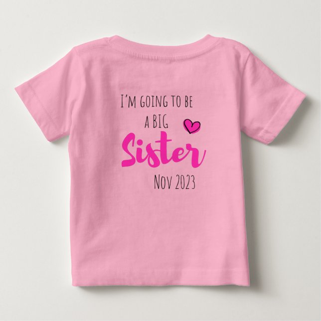 shhhh I have a secret, big sister customizable Baby T-shirt (Rückseite)