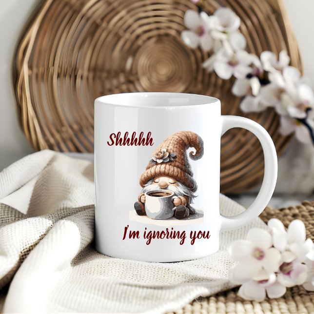 "Shhhhh...Ich ignoriere dich" Niedliches Aquarelle Kaffeetasse (Shhh, I'm ignoring you gnome coffee mug)