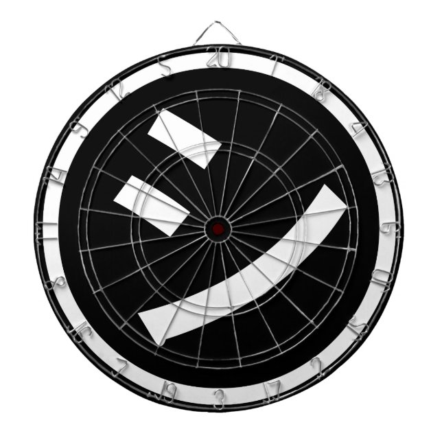 ㋛ Shi Kana Katakana Smiling Emoji / Emoticon Dartscheibe (vorne)