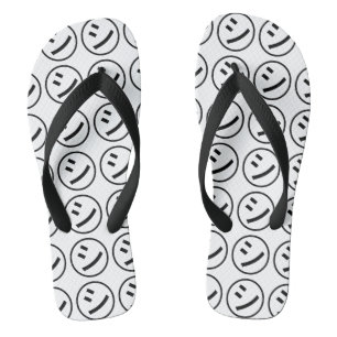 ㋛ Shi Kana Katakana Smiling Emoji / Emoticon Flip Flops