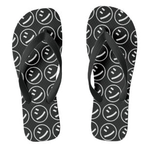 ㋛ Shi Kana Katakana Smiling Emoji / Emoticon Flip Flops