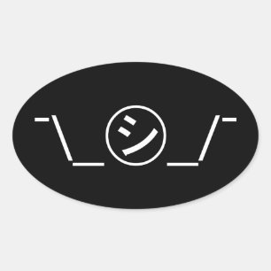 Shi Kana Shrug Emoticon Ø\_ ㋛_/ Japanisch Kaomoji Ovaler Aufkleber