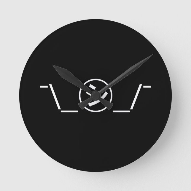 Shi Kana Shrug Emoticon Ø\_ ㋛_/ Japanisch Kaomoji Runde Wanduhr (Vorderseite)