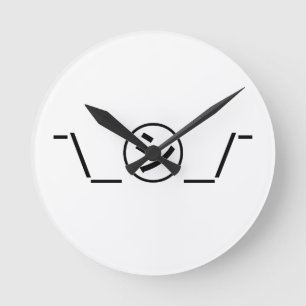 Shi Kana Shrug Emoticon Ø\_ ㋛_/ Japanisch Kaomoji Runde Wanduhr
