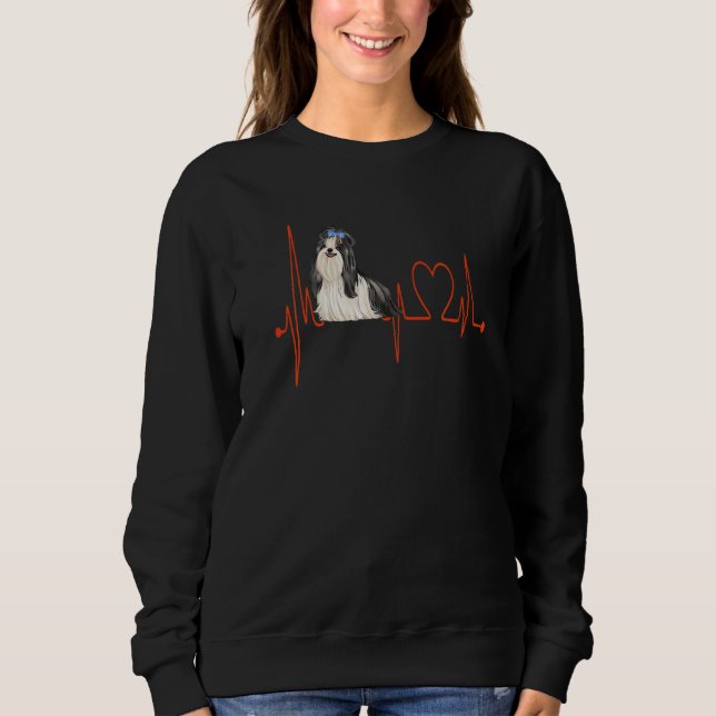 Shi Tzu D Dog Heartbeat EKG Funny Dogs Lovers Men  Sweatshirt (Vorderseite)
