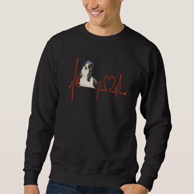 Shi Tzu D Dog Heartbeat EKG Funny Dogs Lovers Men  Sweatshirt (Vorderseite)