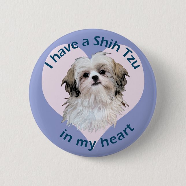 Shi Tzu in meinem Herzen Button (Vorderseite)