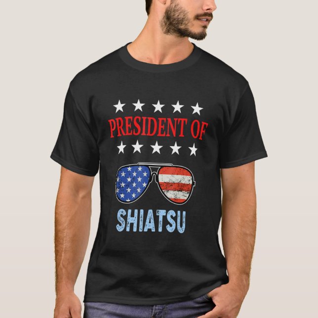 Shiatsu Zubehör Usa Flag Shiatsu Sprichwort T-Shirt (Vorderseite)