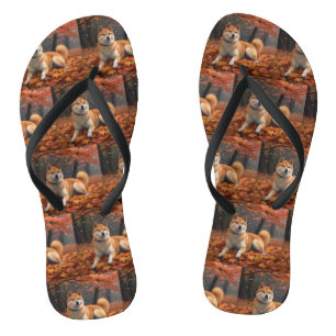 Shib Inu im Herbst Leaves Fall Inspiriert Flip Flops