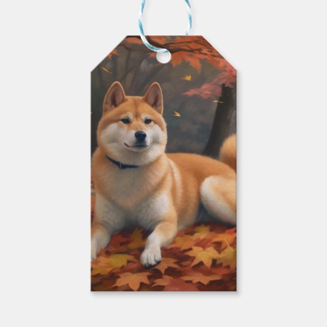 Shib Inu im Herbst Leaves Fall Inspiriert Geschenkanhänger (Vorderseite)