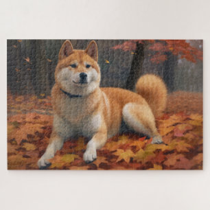 Shib Inu im Herbst Leaves Fall Inspiriert Puzzle