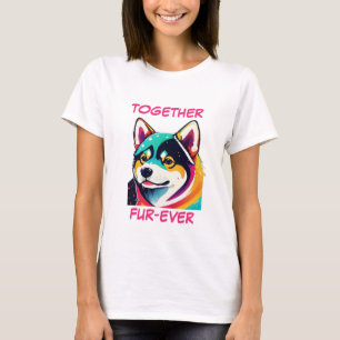 Shiba Akita Inu Pastel Abstrakter Hund Kunst T-Shirt