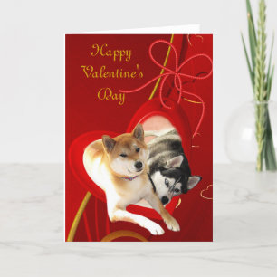 Shiba and Siberian Valentine's Day Card Feiertagskarte