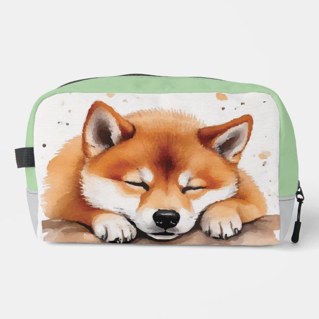 Shiba bekommt schlampige Tricolor-Toilettentasche Waschbeutel (Vorderseite)
