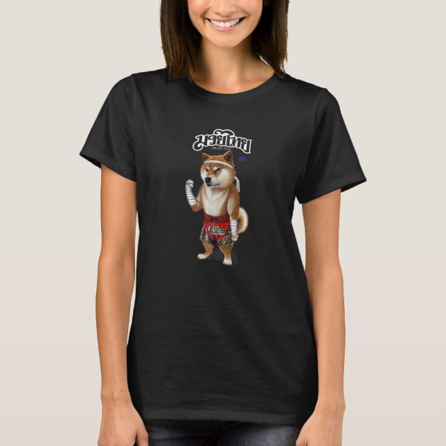 Shiba Dog As Muay Thai Kick Boxing Champion T-Shirt (Vorderseite)