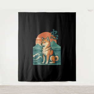 Shiba Dreams in Dusk Wandteppich