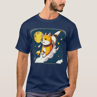Shiba in den Weltraum fliegen mit einer Rakete10 T-Shirt