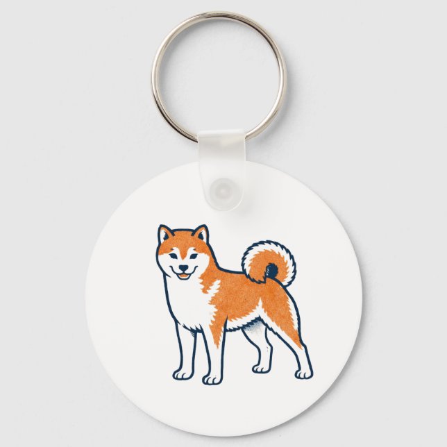 Shiba Inu ー Standing Schlüsselanhänger (Vorderseite)