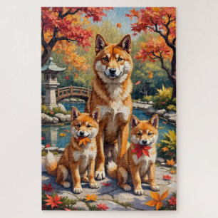 Shiba Inu Ahorn Garten Kunst Puzzle
