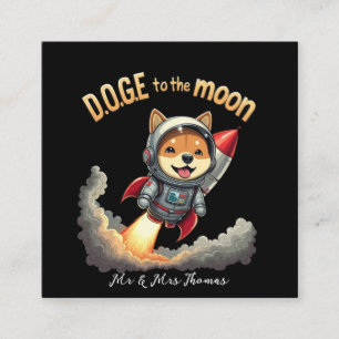 Shiba Inu Astronaut Raum Grafik "Zum Mond"  Quadratische Visitenkarte