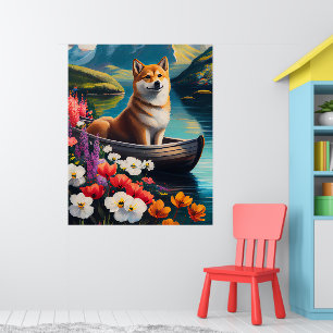Shiba Inu auf einem Paddle: Ein Landschaftliches A Poster