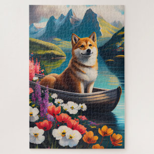 Shiba Inu auf einem Paddle: Ein Landschaftliches A Puzzle