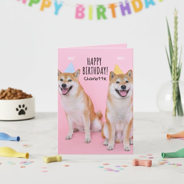 Shiba Inu Birthday Bliss Faltkarte Karte (Shiba Inu Birthday Bliss Folded Greeting Card)