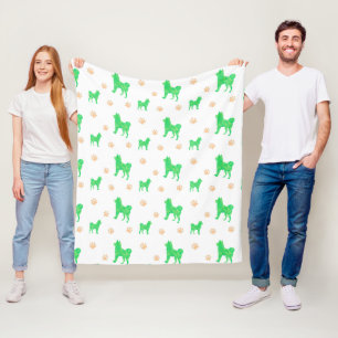 Shiba Inu Blanket - Minimal Pastel Green Gift Fleecedecke