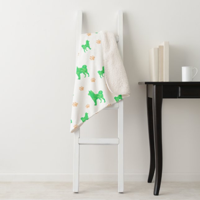 Shiba Inu Blanket - Minimal Pastel Green Gift Sherpadecke (Beispiel)