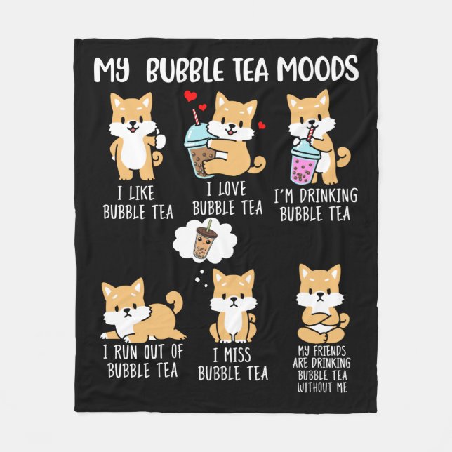 Shiba Inu Bubble Tea Women Boba Tea Dog Bubble Tee Fleecedecke (Vorderseite)