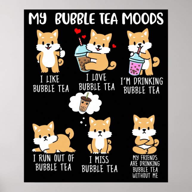 Shiba Inu Bubble Tea Women Boba Tea Dog Bubble Tee Poster (Vorne)