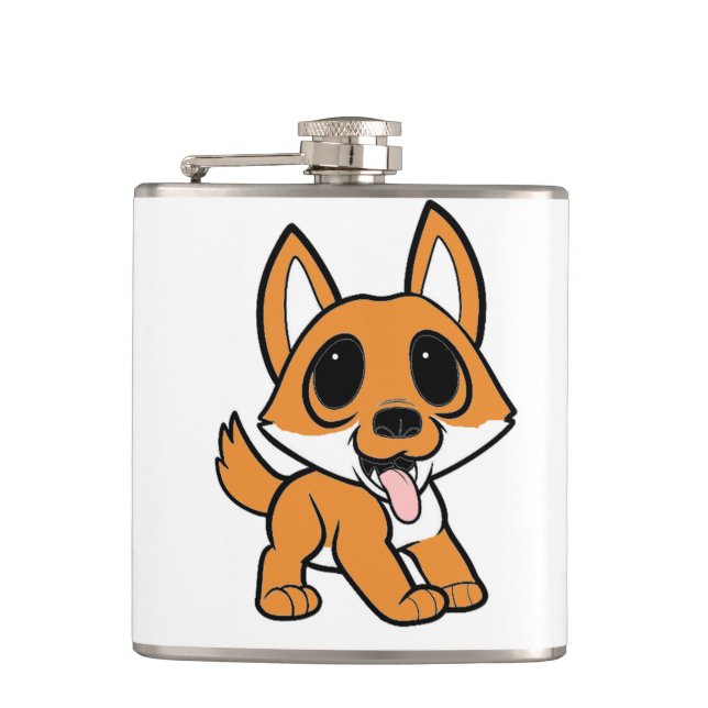 Shiba inu Cartoon Flachmann (Vorderseite)